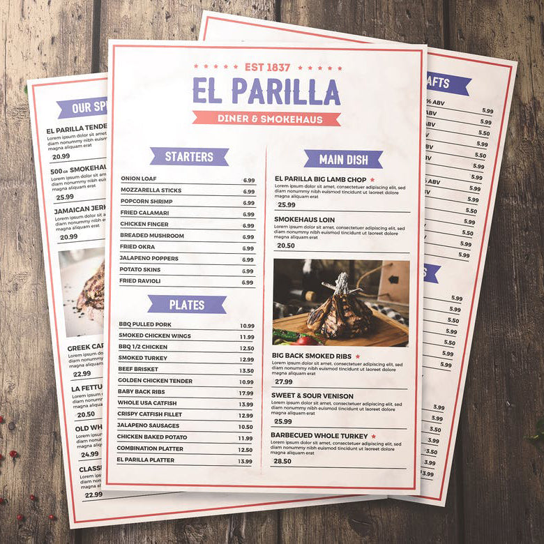 On Demand Custom Design Laminated Menu Printing Service | eazyprintz - Top Printing Service In Singapore 